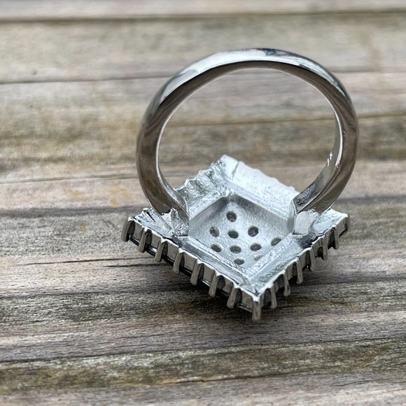 Women Ring Silver Tone Fashion Zircon Cluster Jewe - Picture 11 of 11
